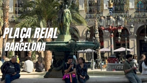 Plaça Reial Barcelona historic square with palm trees and fountain